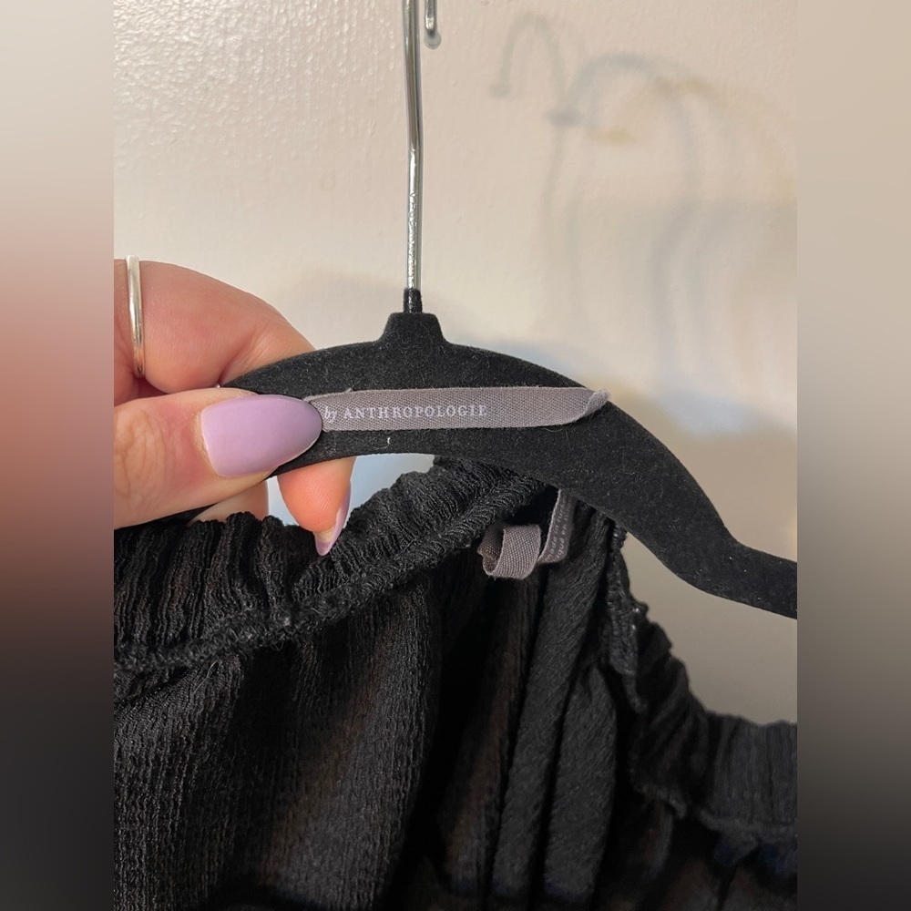 Anthropologie Black Puff Sleeve Off The Shoulder Blouse - Picture 4 of 8